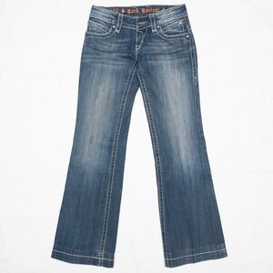 Vtg Y2k Rock Revival Modelo Buckle Jeweled Low Rise Flare Boot Denim Jeans 30x32